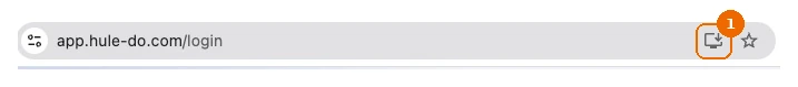 The Chrome address bar on app.hule-do.com with the install icon at its right end